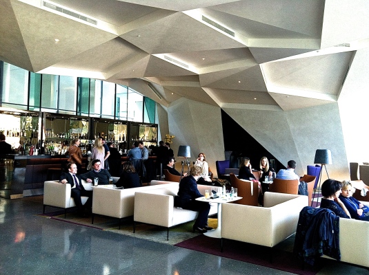 Locals and guests love to linger in the lobby.