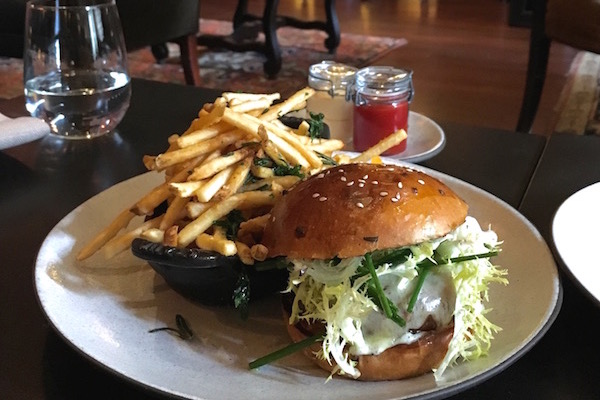 The decadent chicken burger with foie gras at the Nomad.