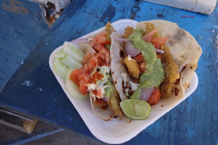 Image of a fish taco in Santa Rosalia